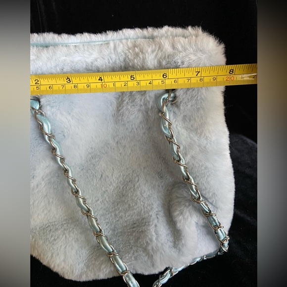 Geir-Ness Norsk Sno Purse Handbag Lt Blue Chain SOFT Faux Fur - REVERSIBLE, New - Picture 10 of 12